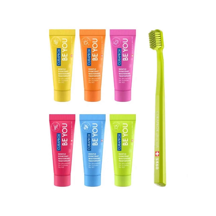 Curaprox Be You Pasta Dentes 6 sabores + Escova Dentes Verde - Curaprox - 7612412425673