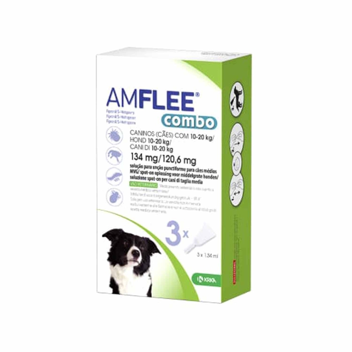 Amflee Combo Cães 10-20kg - 3 pipetas - Amflee - 3838989733698