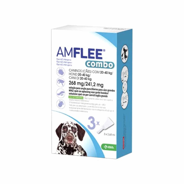 Amflee Combo Cães 20-40kg - 3 pipetas - Amflee - 3838989733681