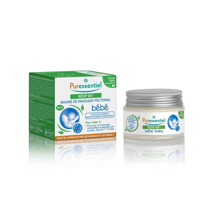 Puressentiel Resp Ok Bálsamo Massagem Peitoral Bebé - 50mL - Puressentiel - 3701056802774