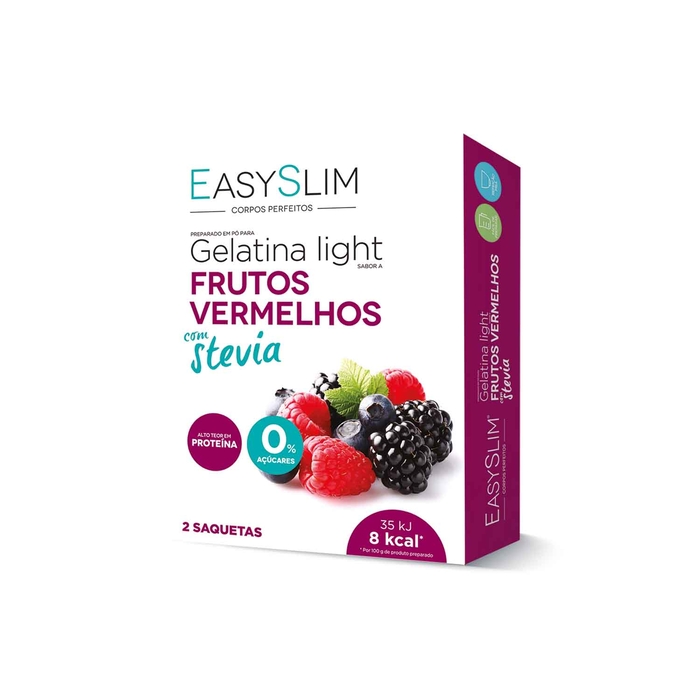 EasySlim Gelatina Light Frutos Vermelhos c/ Stevia - 2 saquetas - EasySlim - 5601653014403