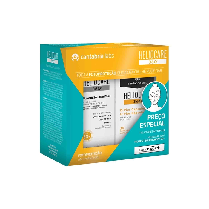 Heliocare 360º Pigment Solution SPF50+ - 50mL +  Heliocare 360º D Plus - 30 Capsules - Heliocare - 5600880000388