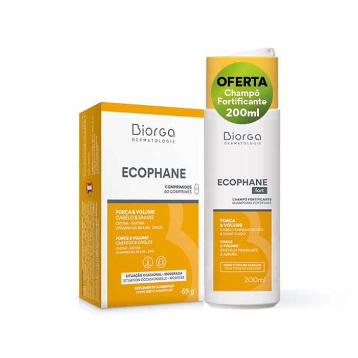 Ecophane Fort Comprimidos 60comp + Champô Fortificante 200mL - Ecophane - 7128249
