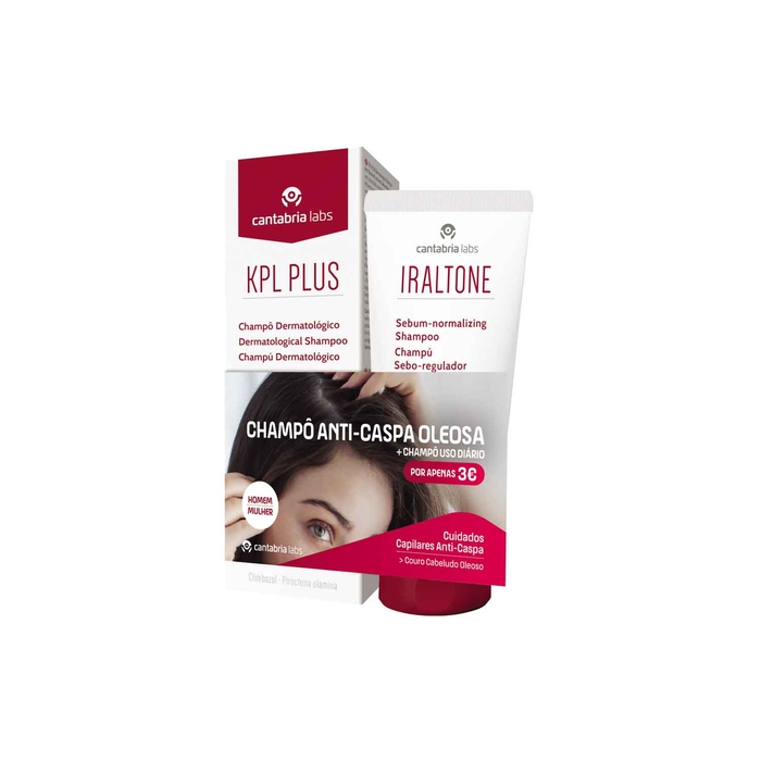 KPL Plus Champô Dermatológico - 200mL + Iraltone Champô Seboregulador - 200mL - Cantabria Labs - 5600880000654