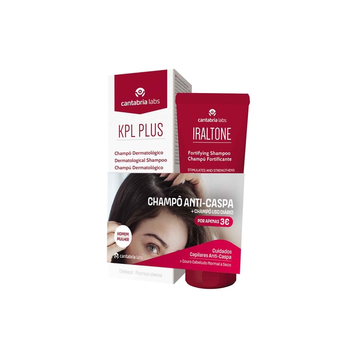 KPL Plus Dermatological Shampoo - 200mL + Iraltone Strengthening Shampoo - 200ml - Cantabria Labs - 5600880000661