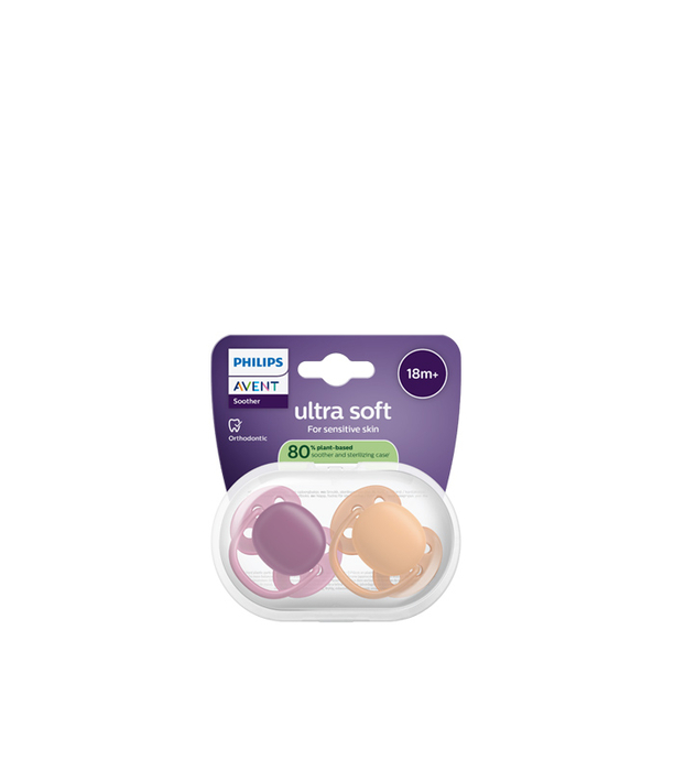Philips Avent Ultra Soft Plain Pacifier 18+ Months – 2 Units Pink/Salmon  - PHILIPS AVENT - 8720689042451