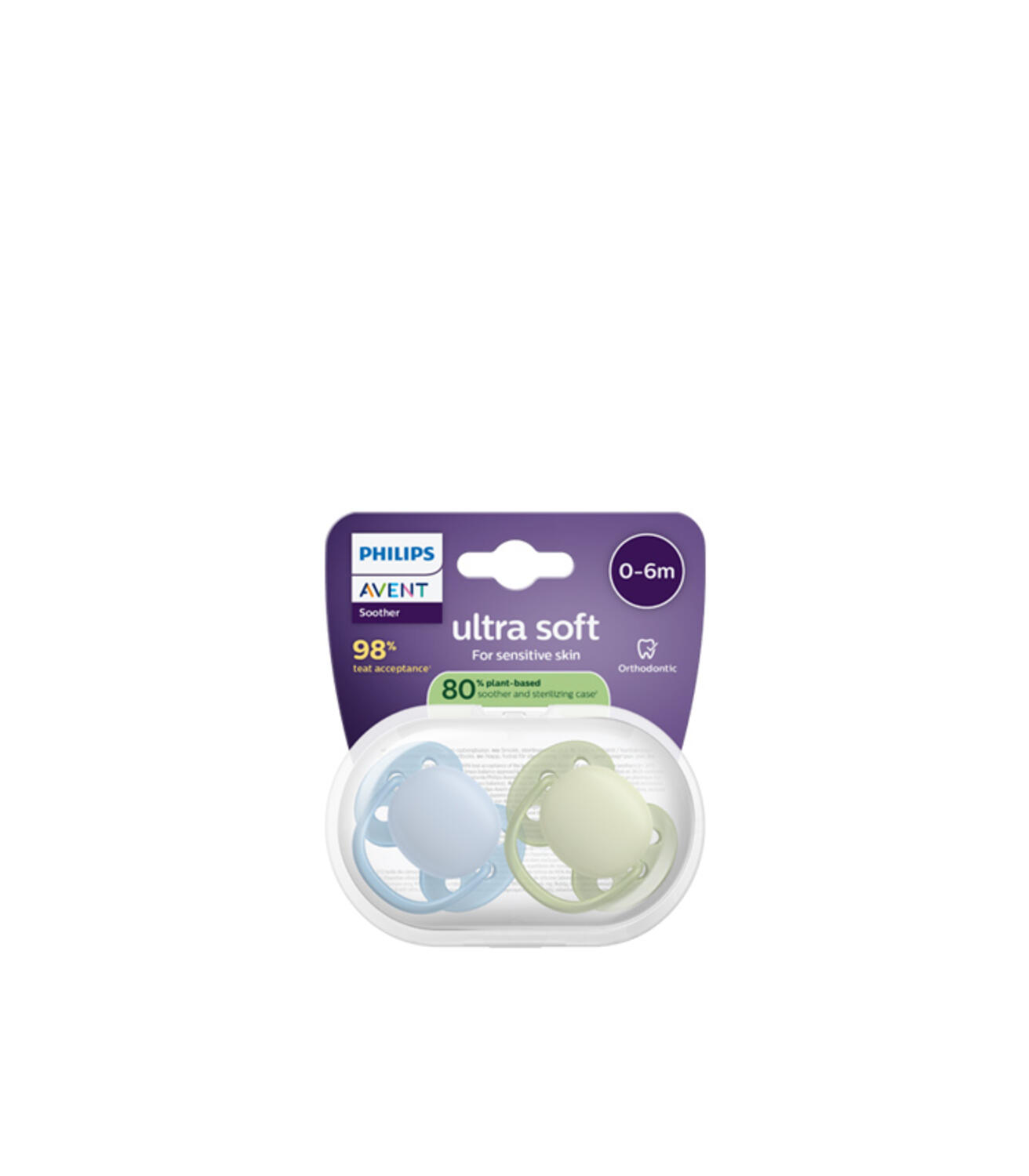 Buy Philips Avent Ultra Soft Plain Pacifier 0–6 Months – 2 units Green ...